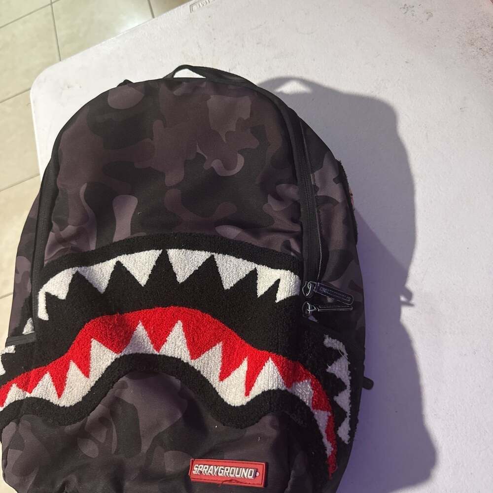 Sprayground Black Camo Shark Mouth Backpack - Picture 4 of 13